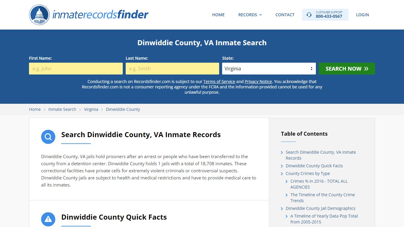 Dinwiddie County, VA Inmate Lookup & Jail Records Online